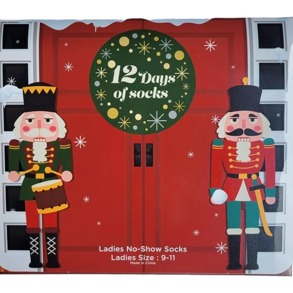 CHRISTMAS 12 Days of SOCKS 12 Pairs No Show Socks Gift Box Ladies 9-11 - Picture 4 of 11